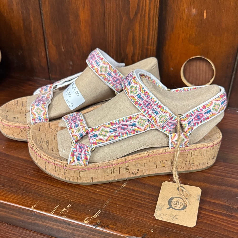 NWT Born Multicolor Patterned Platform Sandals NWT - image 1